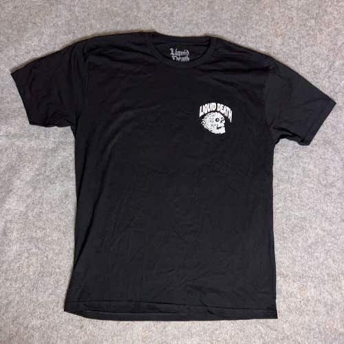 Liquid Death Mens Extra Large Shirt Black White Short Sleeve Tee Water Back Logo