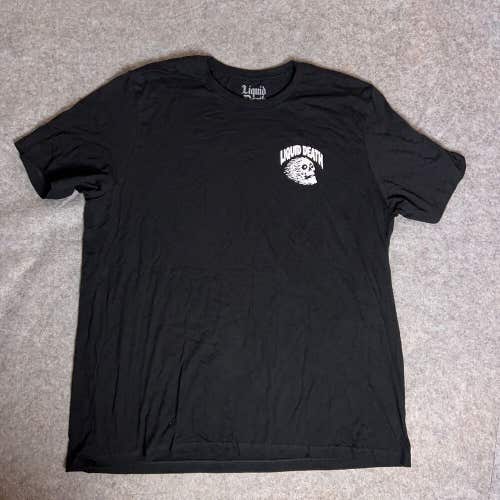Liquid Death Mens 3XL XXXL Shirt Black White Short Sleeve Tee Water Back Logo