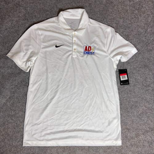 Nike Mens Shirt Large White Polo Short Sleeve Golf Dri Fit Casual Sport NWT
