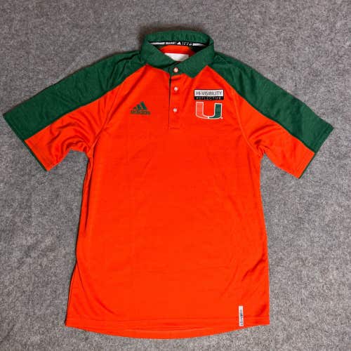 Miami Hurricanes Mens Shirt Small Adidas Polo Orange Green Top NCAA Football