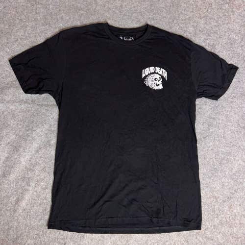 Liquid Death Mens Shirt Large Black Short Sleeve Tee Top Casual Water Back Logo