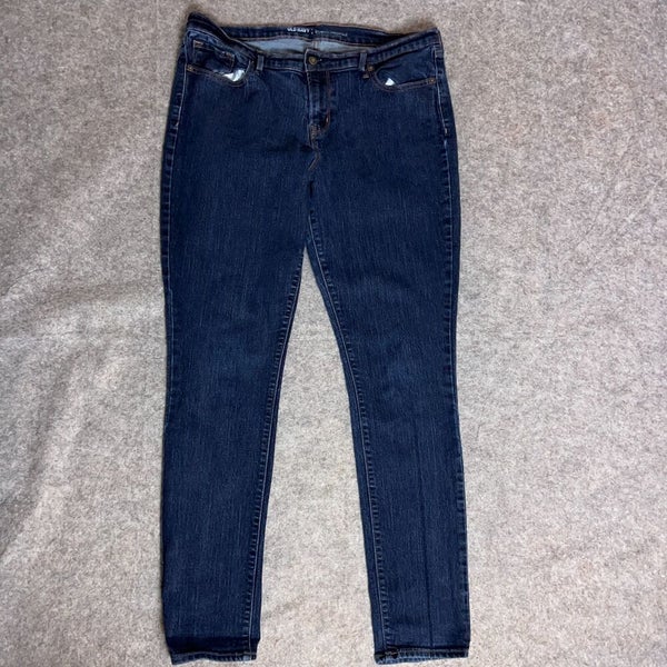 Old Navy Womens Jeans 14 Long Blue Pant Denim Skinny Mid Rise Dark
