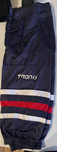 Tron SK300 24" Dry fit Navy/Red/White, Wave knit and mesh 2 Sewn-in Velcro straps per sock. $14.99
