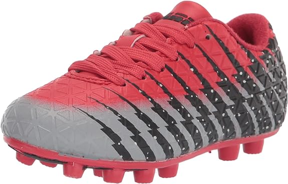 Vizari Kids Bolt FG Outdoor Firm Ground Soccer Shoes | Red/Black/Silver Size 11 | VZSE93374Y-11