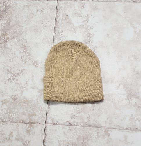 Adult Basic Beige Beanie Cap Hat One Size Solid Color Tight Knit Toboggan NWT