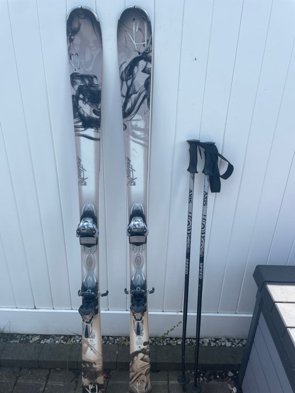 Used Women's K2 163 cm All Mountain Potion 76 Skis With Bindings + Poles