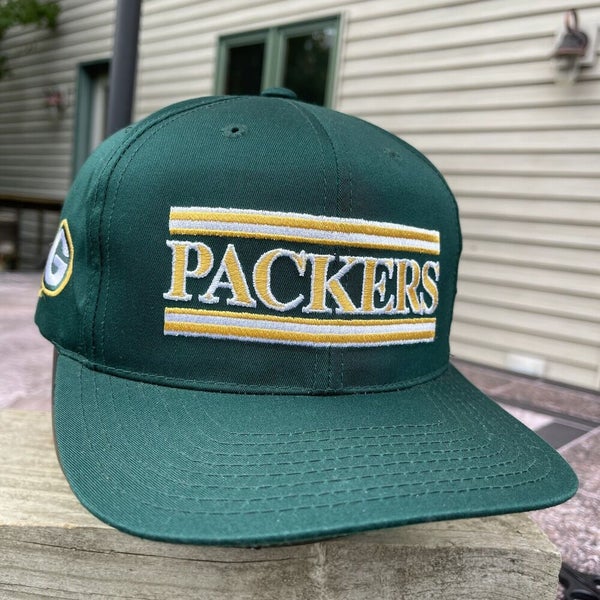 VINTAGE Green Bay Packers Hat Cap Snap Back Green Script Embroidered Mens  90s