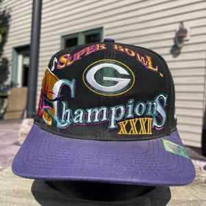 Vintage Green Bay Packers Snapback Hat Super Bowl XXXI Logo Athletic Mardi Gras