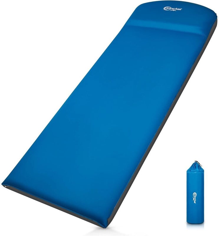 PORTAL Self Inflating Sleeping Pad for Camping, 3" Thick Memory Foam Blue