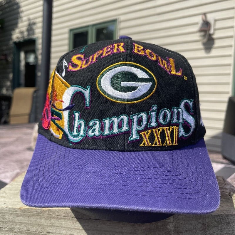 Vintage Green Bay Packers Snapback Hat Super Bowl XXXI Logo Athletic Mardi  Gras