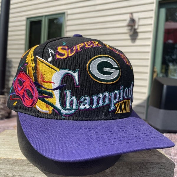Vintage Green Bay Packers Snapback Hat Super Bowl XXXI Logo Athletic Mardi  Gras