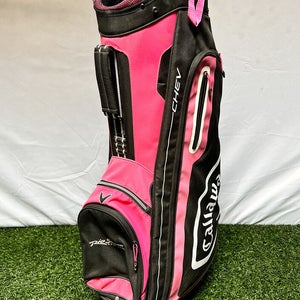 Used Right Handed Callaway CHEV ORG 14 Way Golf Cart Carry Bag Pink/Black