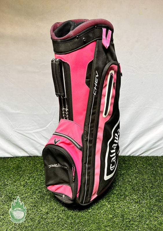 Used Right Handed Callaway CHEV ORG 14 Way Golf Cart Carry Bag Pink/Black