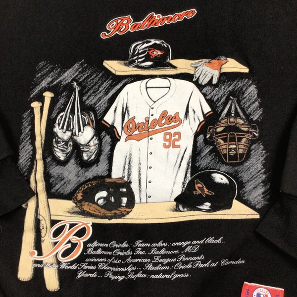Baltimore Orioles Vintage 90's MLB Crewneck T-Shirt Orange / L