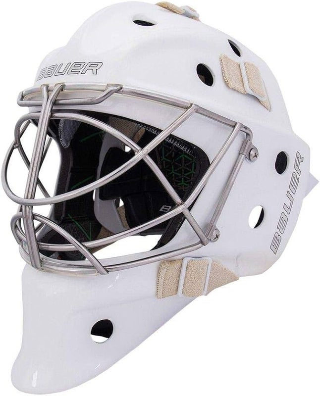 NEW - Bauer NME VTX Goalie Mask - Sr. White Fit 3