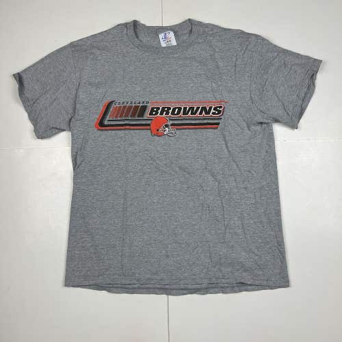 Y2K Cleveland Browns Graphic T-Shirt Gray NFL Football Logo Athletic Sz L