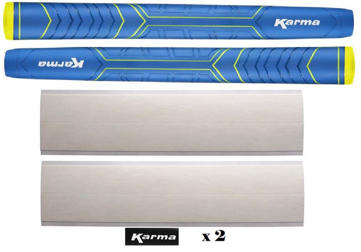 2 Karma Big Softy Blue Oversized Jumbo Pistol Putter Grips + Grip Tape Strips