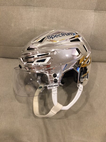 Rare LA Kings Bauer CHROME Silver Pro Stock Hockey Helmet COA