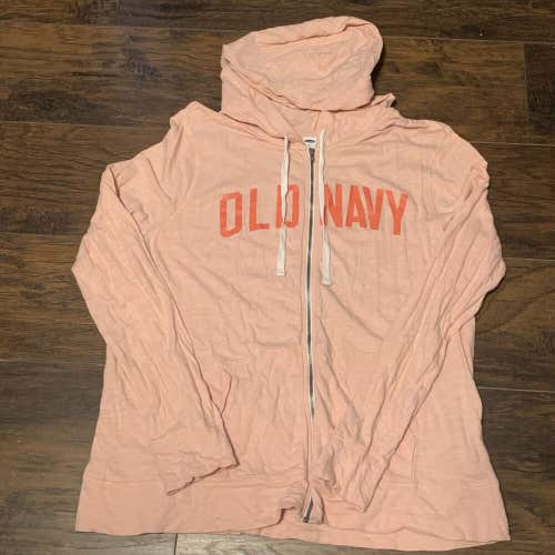 Old Navy Lightweight Brand Full Zip Peachy Treat Casual Athletic Sweatshirt SzXL