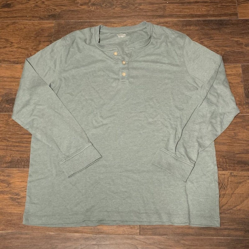 Croft & Barrow Easy Care Men's Long Sleeve Mint Green Solid Henley Shirt Sz Lg