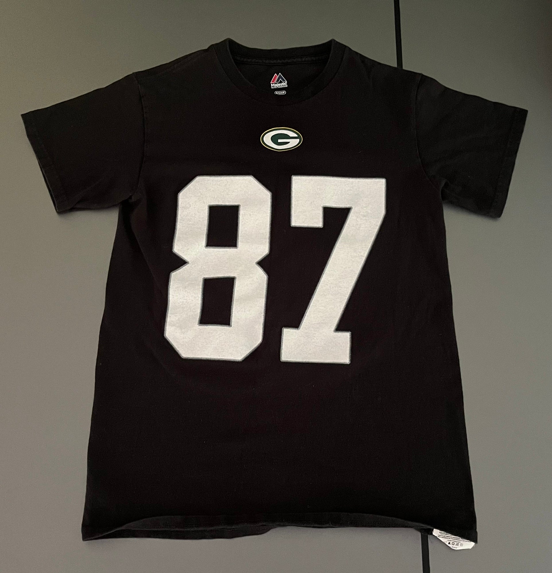 Majestic (S) Jordy Nelson #87 Green Bay Packers WR Black T-Shirt Adult Small