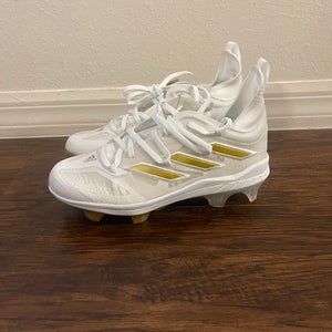 Adidas Adizero Afterburner White/Gold Molded Baseball Cleats Mens Size 6.5GZ6513
