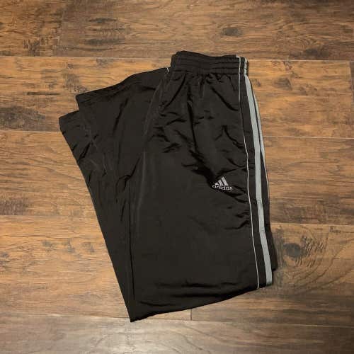 Adidas Vintage Team Sports Travel Three Stripe Black/Gray Jogger Pants Sz Small