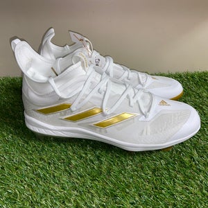 *SOLD* Adidas ADIZERO Afterburner NWV TPU White Gold Baseball Cleats GZ6513 Mens 11.5