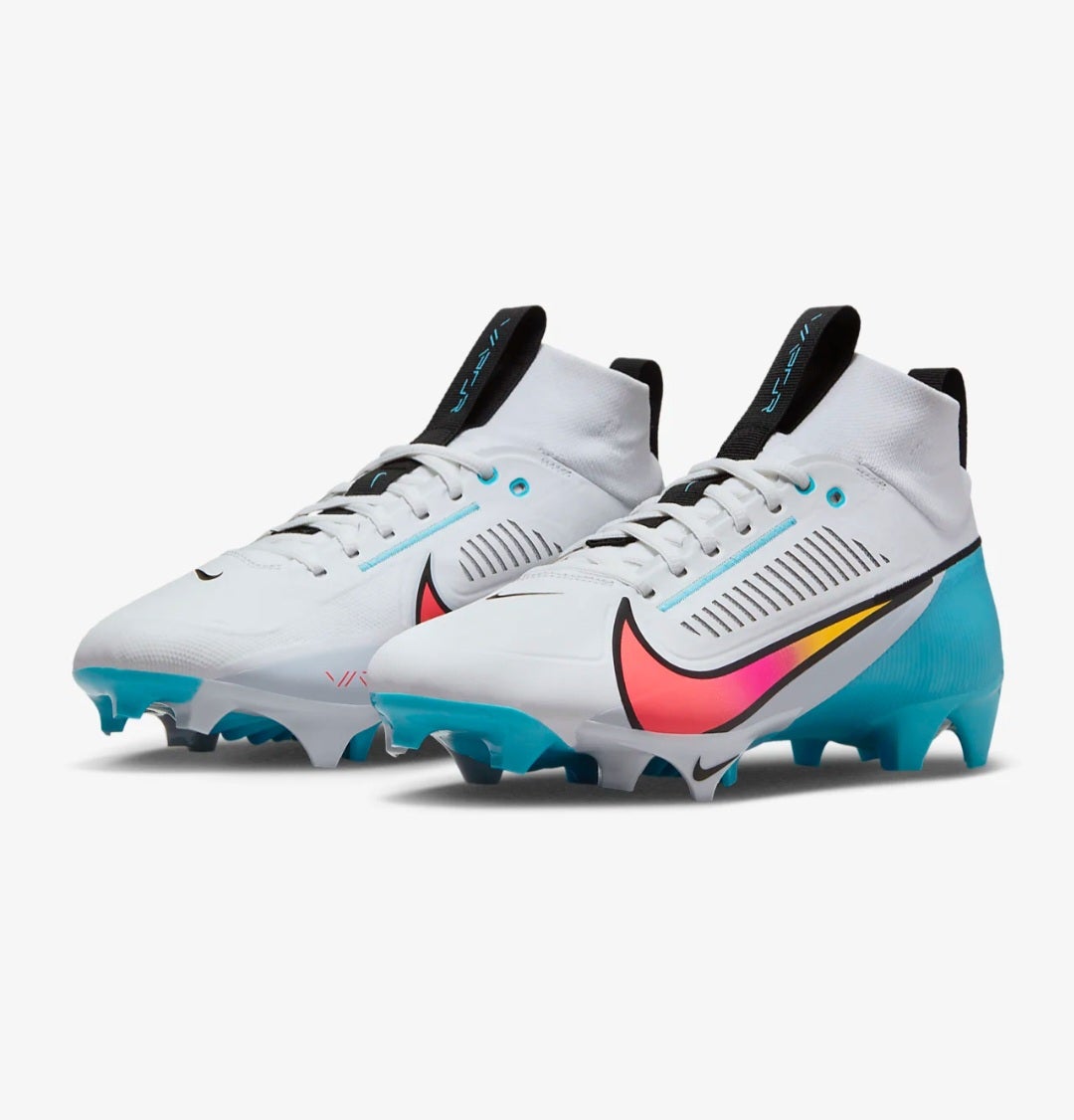 Nike Vapor Edge Pro 360 2 White UNC Blue Crimson Football Cleats Men's