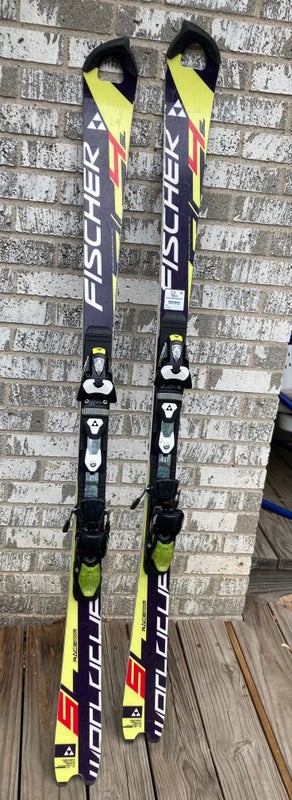 Used Unisex 2014 Fischer 158 cm Racing RC4 World Cup SL Skis With Bindings