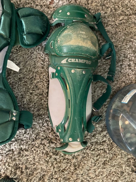 Champro Catchers Gear Green Youth. Leg Guards And Chest Protector.
