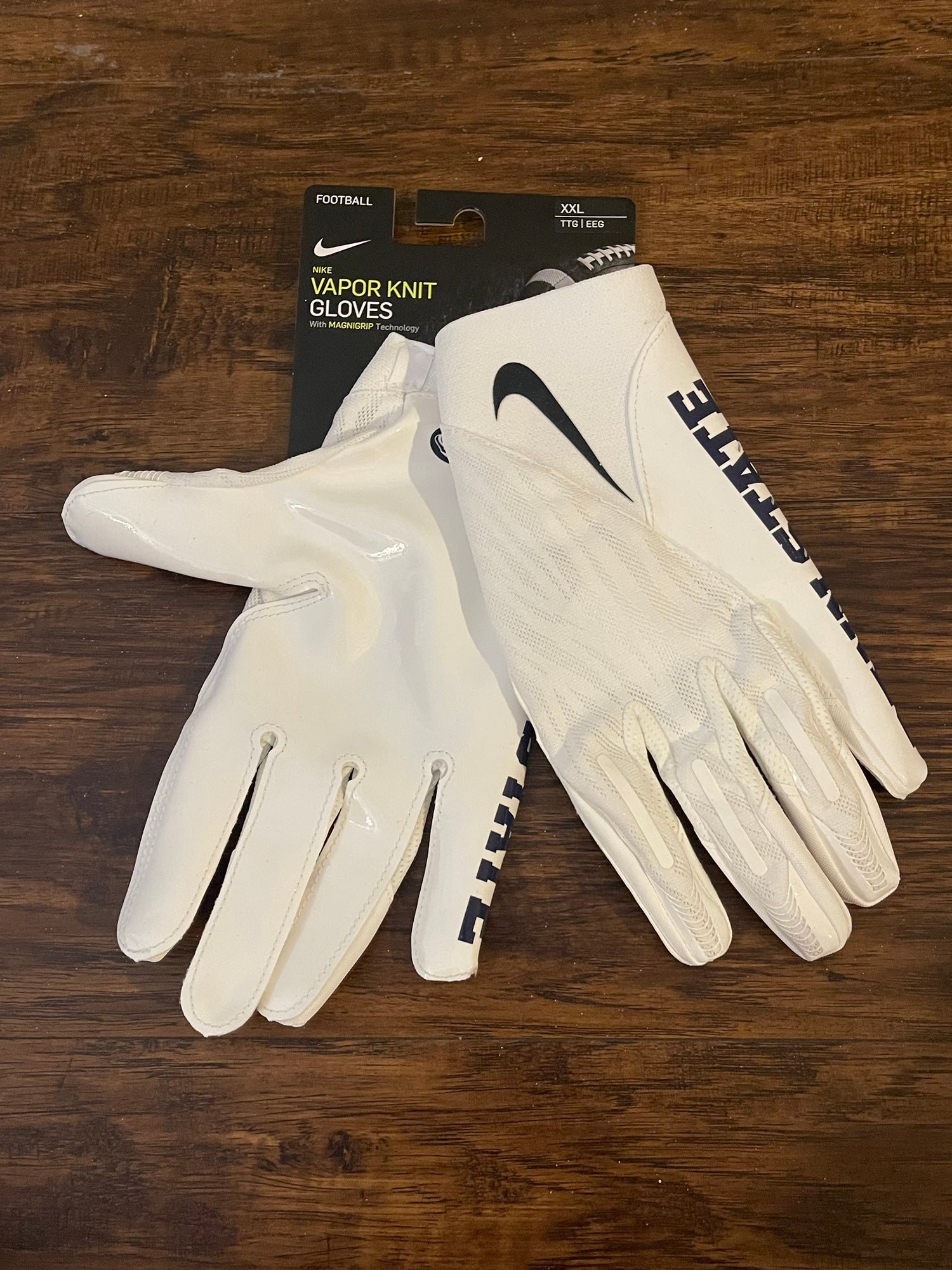 Nike Vapor Jet Penn State Nitty Lions Football Gloves White DX5273-112  Men's XXL