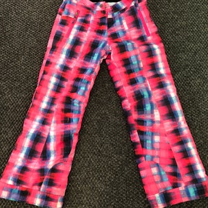 Used Youth Obermeyer Pink Plaid Ski Pants (Size: Medium)