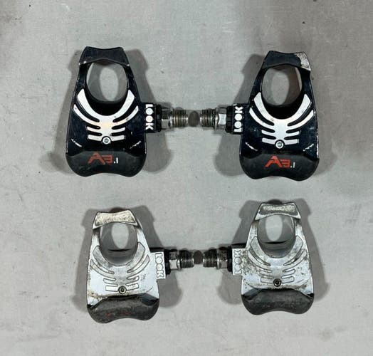 (2) Pairs LOOK A3.1 Clipless Road Bike Cycling Pedals Black/Silver 9/16" Spindle