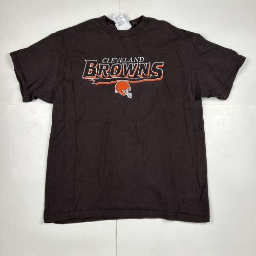 Y2K Cleveland Browns Graphic T-Shirt Brown NFL Football Logo Athletic Sz L
