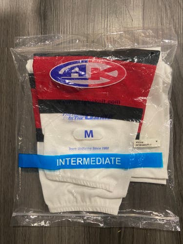 NEW - White/Red/Black (Team Canada) - AK Intermediate Medium Athletic Knit Hockey Socks