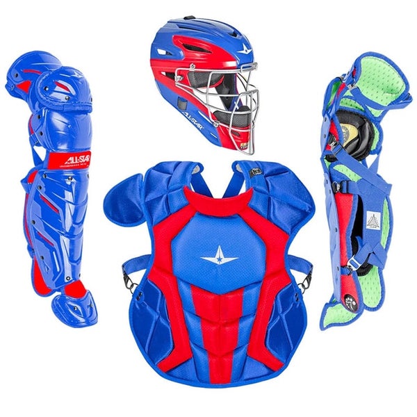 All Star System 7 Axis Youth 10-12 Catchers Gear Set Two Tone - Royal Blue  Red