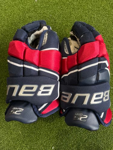 Used Bauer 14" Supreme 2S Pro Gloves Navy Red And White