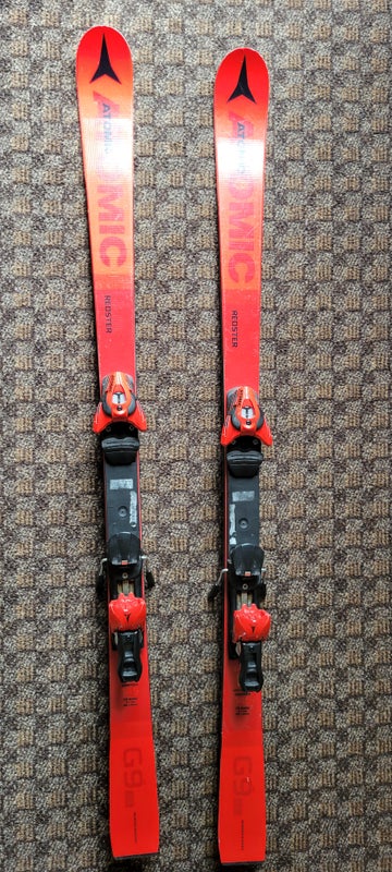 Used Unisex Atomic 145 cm Racing Redster G9 Skis With Bindings Max Din 10