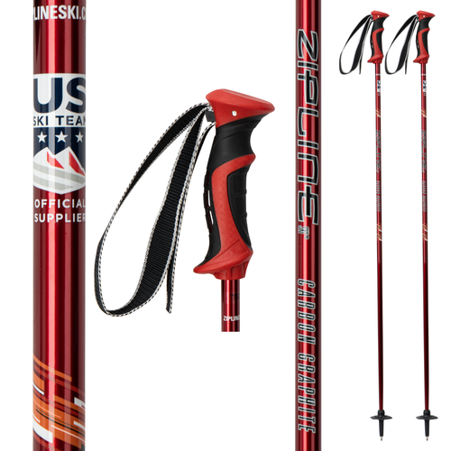 Zipline LOLLIPOP 14.0 GRAPHITE COMPOSITE SKI POLES Ski Poles - Cherry Red