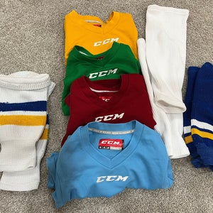 Youth Small CCM Practice Jerseys Lot of 4 with 3 Pairs of Socks