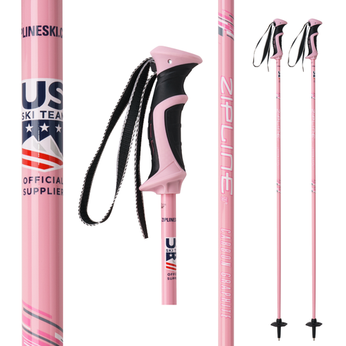 Zipline LOLLIPOP 14.0 GRAPHITE COMPOSITE SKI POLES Ski Poles - Rose Pink