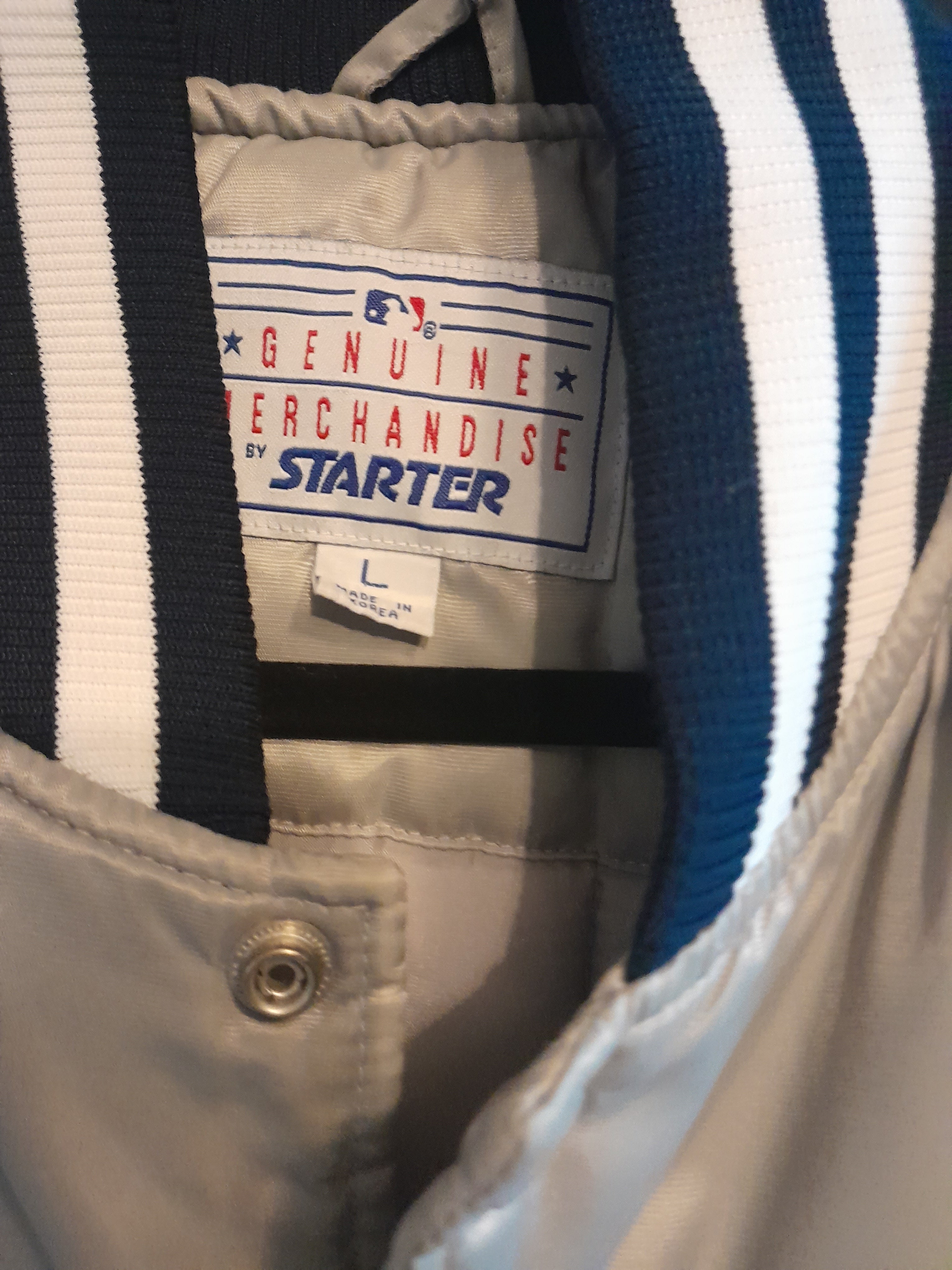 Men's Starter Gray New York Yankees Home Game Satin Full-Snap Varsity Jacket Size: Extra Large