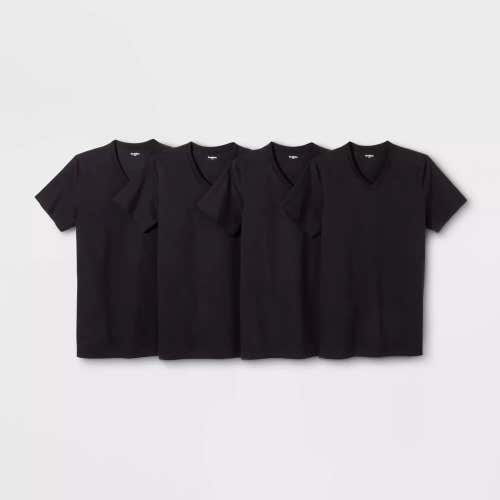 NWT Goodfellow and Co. Men's 4 Pk. V-Neck Tees Black Size S (34-36)