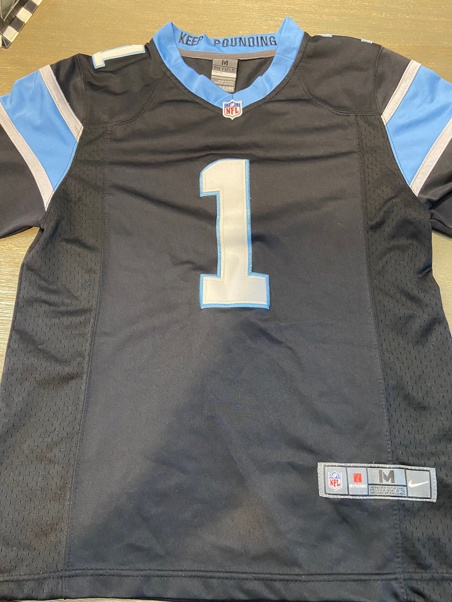 Nike On Field Cam Newton 1 Carolina Panthers Jersey Black Blue Football  Mens 52