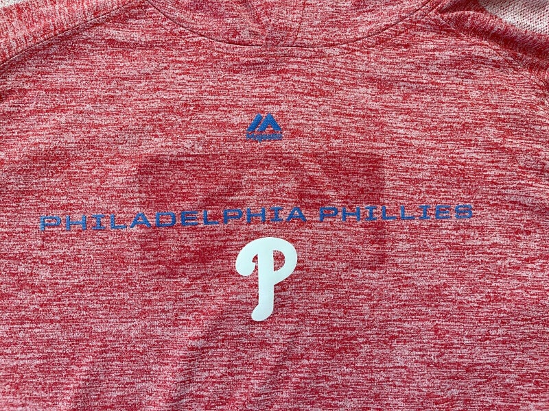 Majestic MLB Authentic Collection Philadelphia Hoodie 1/4 Zip Red Blue Size  XL