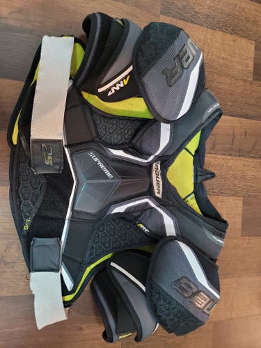 Bundle: Senior Used Large Bauer Supreme 2S Shoulder Pads plus Used Bauer Supreme 2S Pro Shins