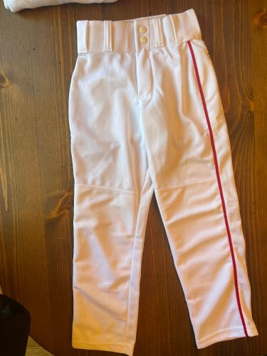 Alleson youth small baseball pants white with red stripe