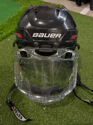 Used Size Small Bauer IMS 7.0 Helmet Black/Red With Bauer Concept 3 Bubble Mask