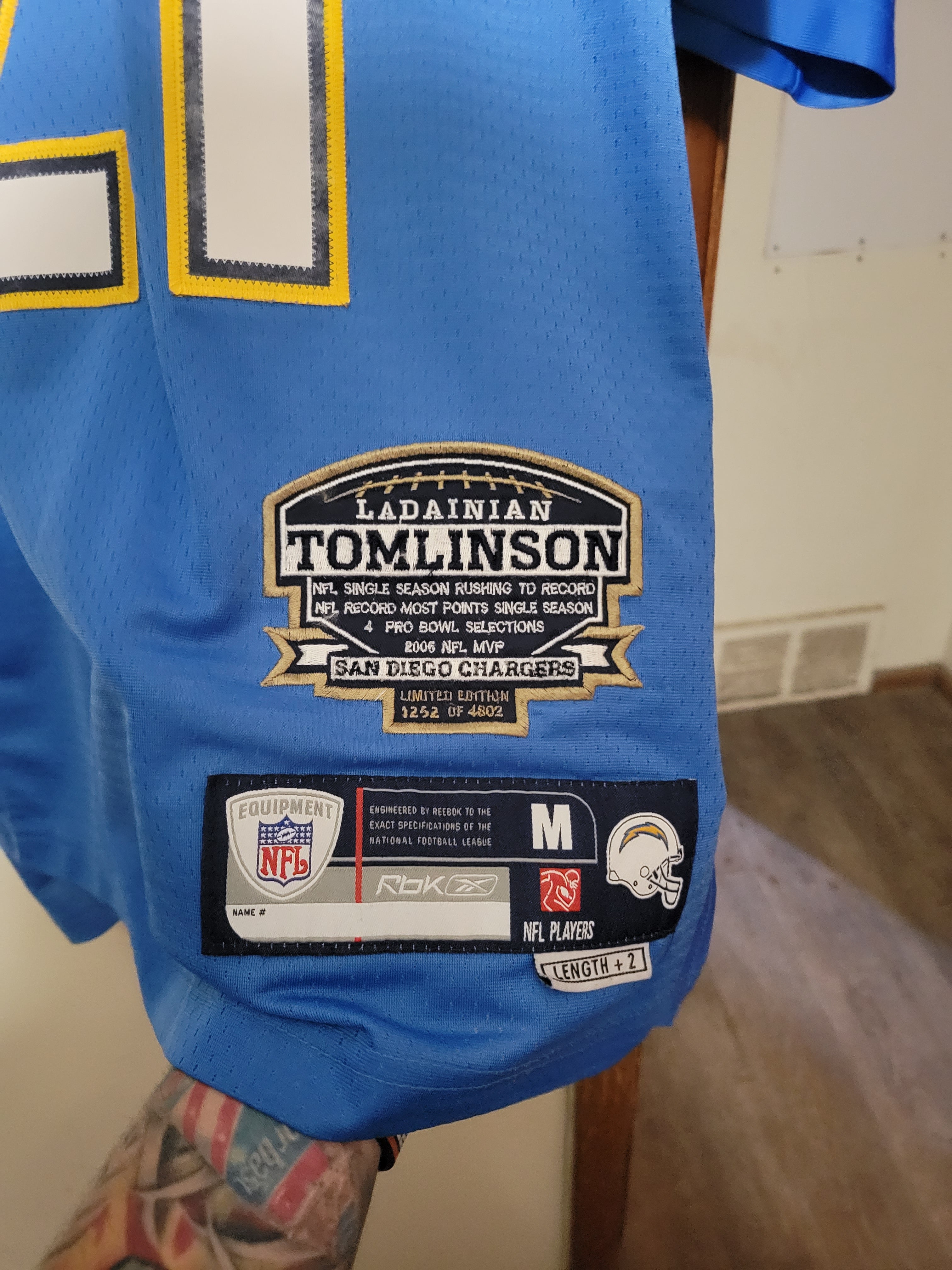 Mens medium tomlinson special edition chargers jersey